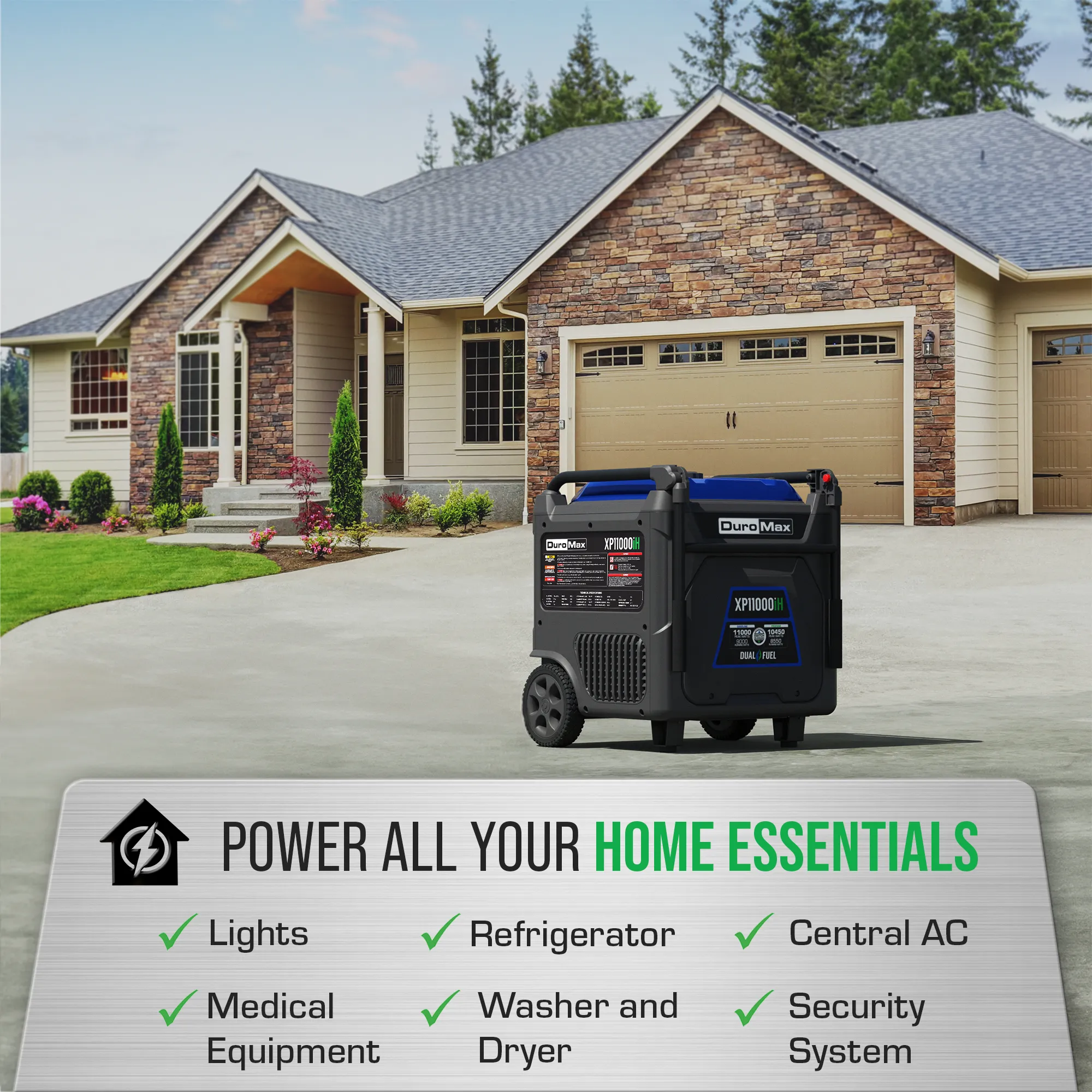 11,000 Watt Portable Dual Fuel Inverter Generator w/ CO Alert