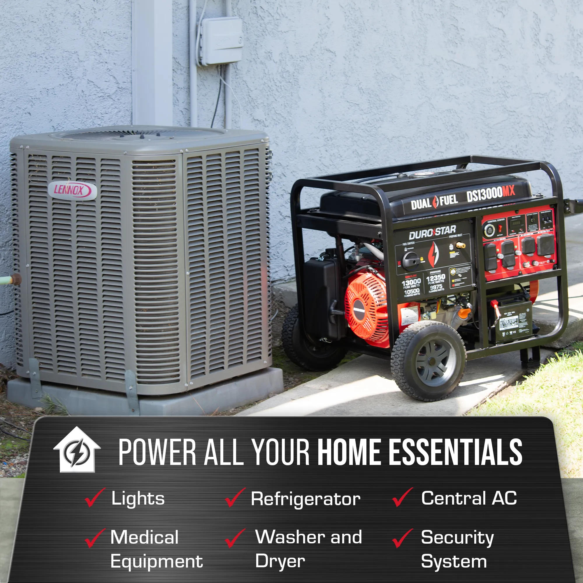 13,000 Watt Dual Fuel Portable Generator w/ CO Alert