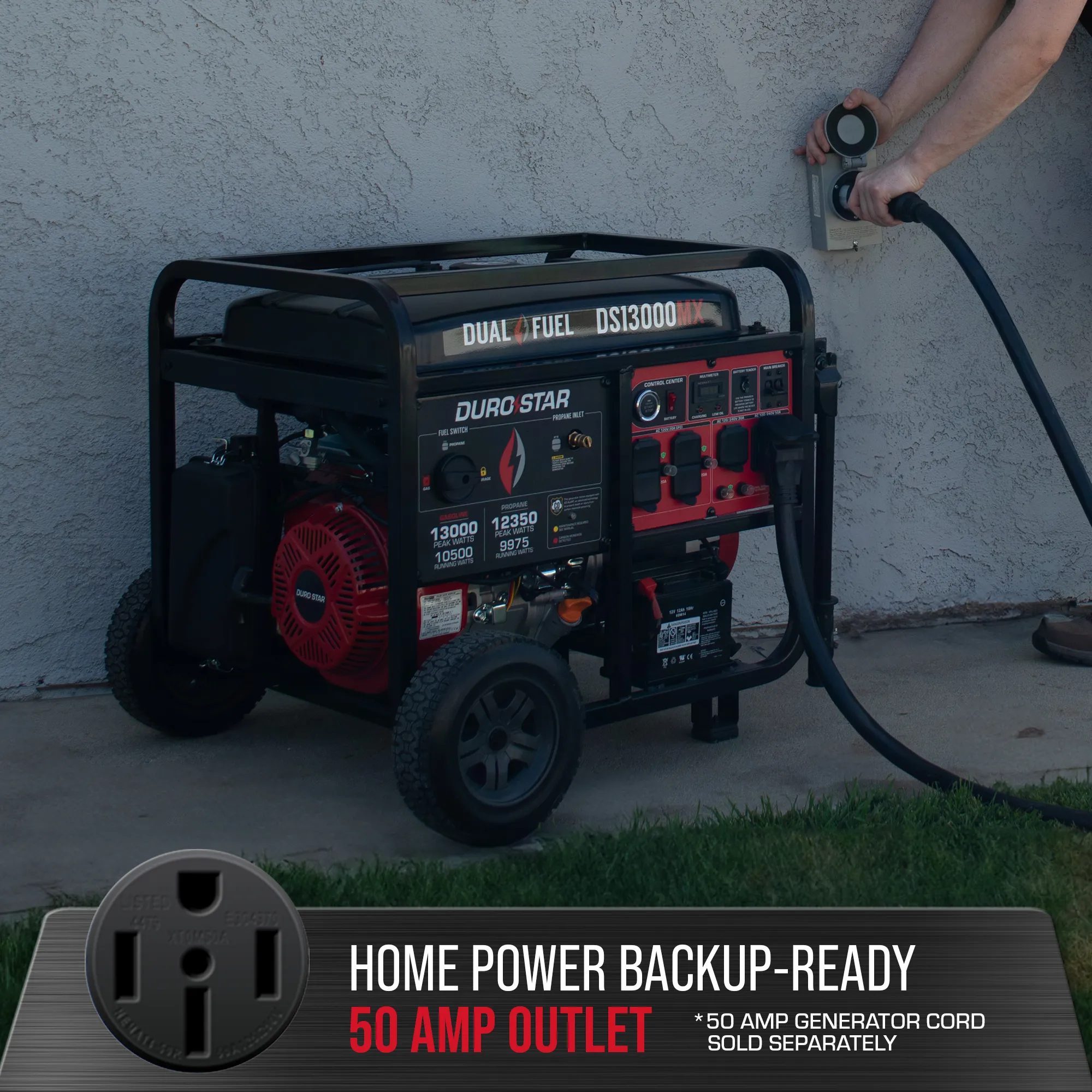 13,000 Watt Dual Fuel Portable Generator w/ CO Alert