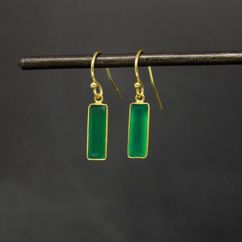 18ct Gold Vermeil Faceted Green Quartz Drop Earrings