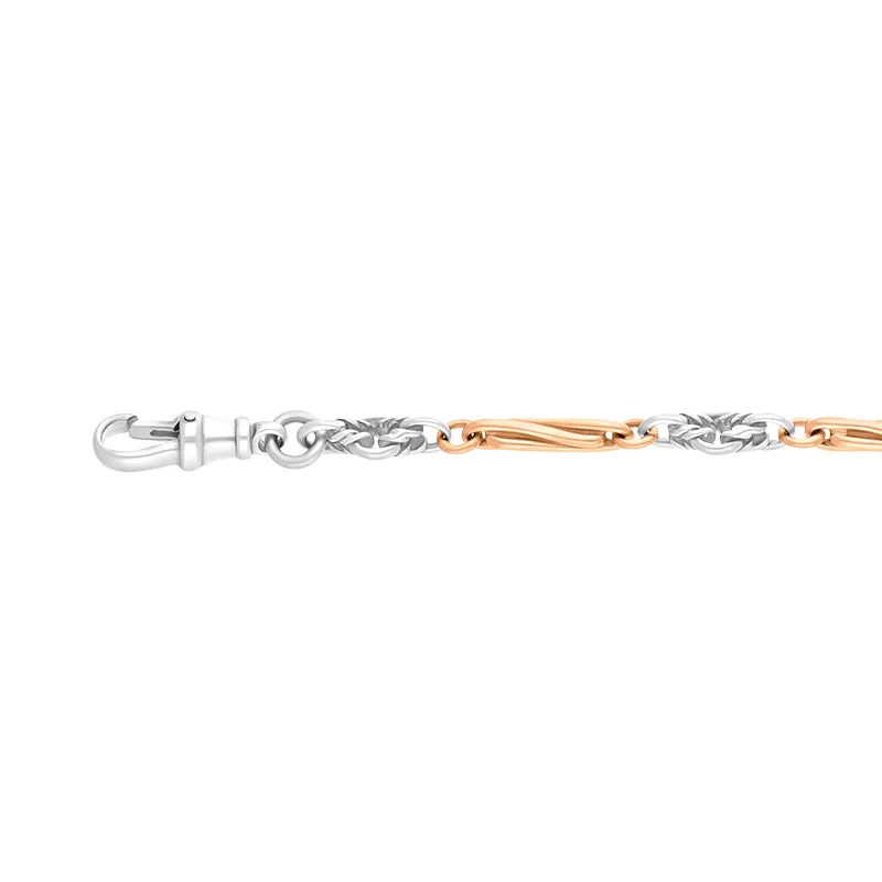 18ct Rose Gold Sterling Silver Twist Byzantine Handmade Bracelet