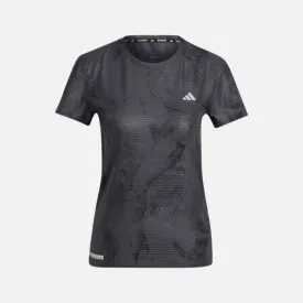 Adidas Ultimate Allover Print Women's Running T-shirt -Carbon/Black