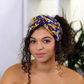 African headwrap - Blue / white