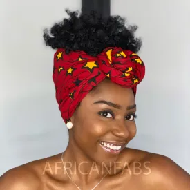 African Vlisco headwrap - Red yellow star