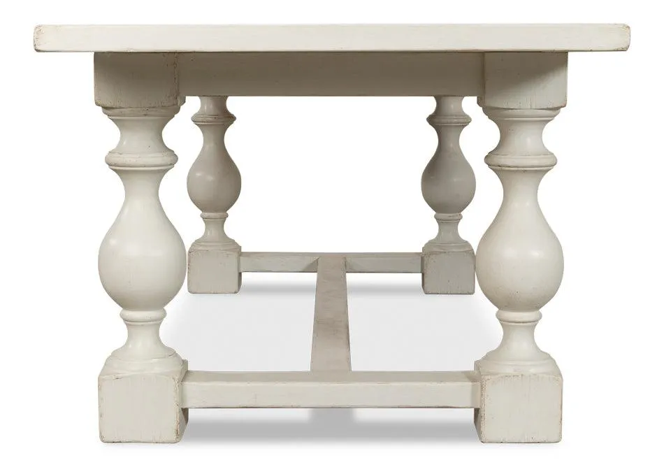 Antique White Farmhouse Trestle Dining Table