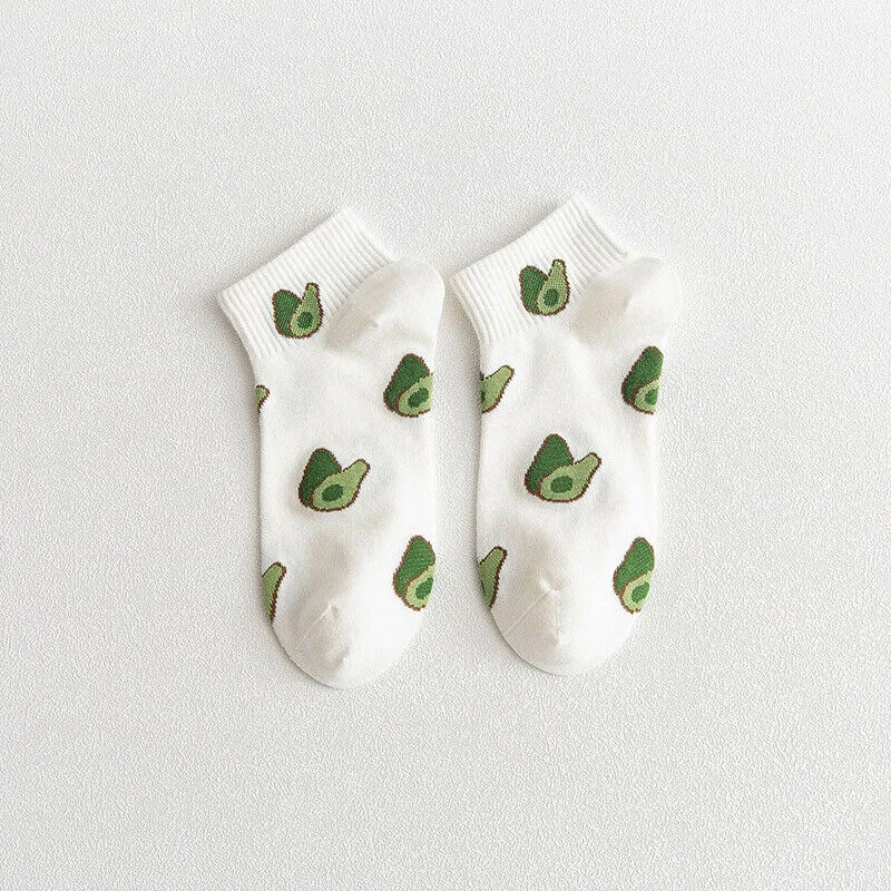 Avocado Patterned Short Ankle Socks (Adult Medium - Women's Shoe Sizes 5-10)