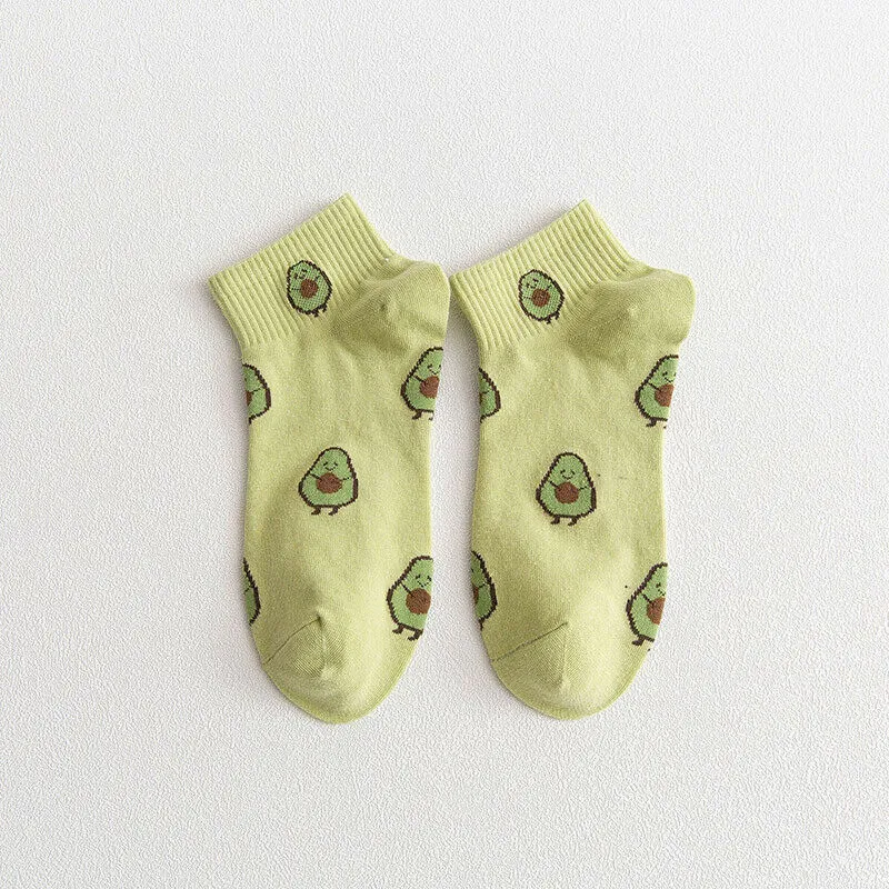 Avocado Patterned Short Ankle Socks (Adult Medium - Women's Shoe Sizes 5-10)