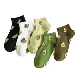 Avocado Patterned Short Ankle Socks (Adult Medium - Women's Shoe Sizes 5-10)