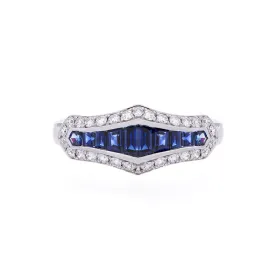 Bellagio Collection Vintage Baguette Sapphire and Diamond Ring