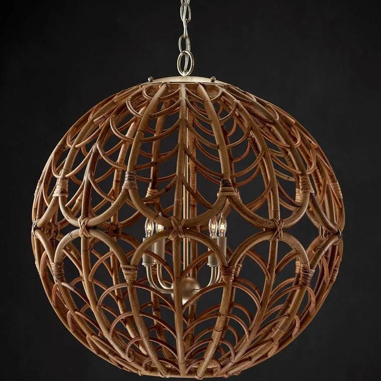 Boho Rattan Orb Chandelier