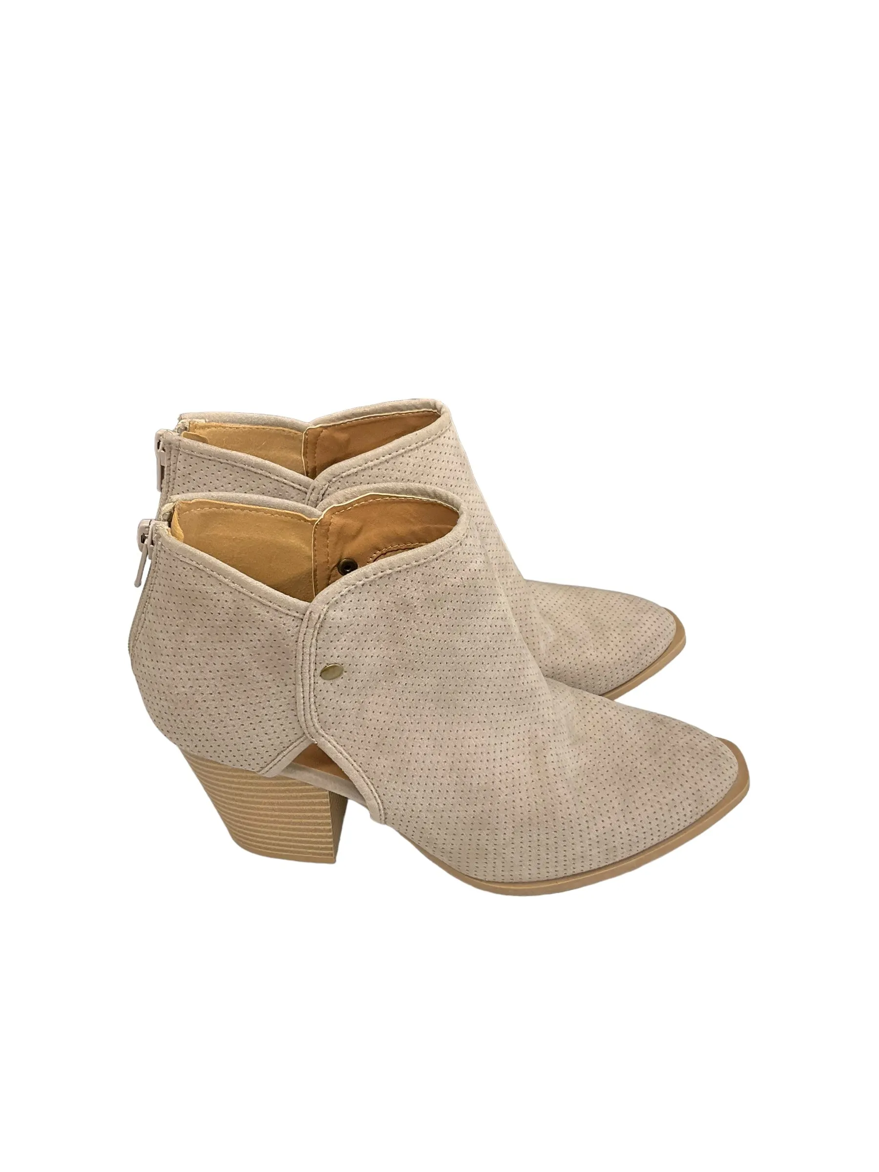 Boots Ankle Heels By Qupid In Tan, Size: 7.5