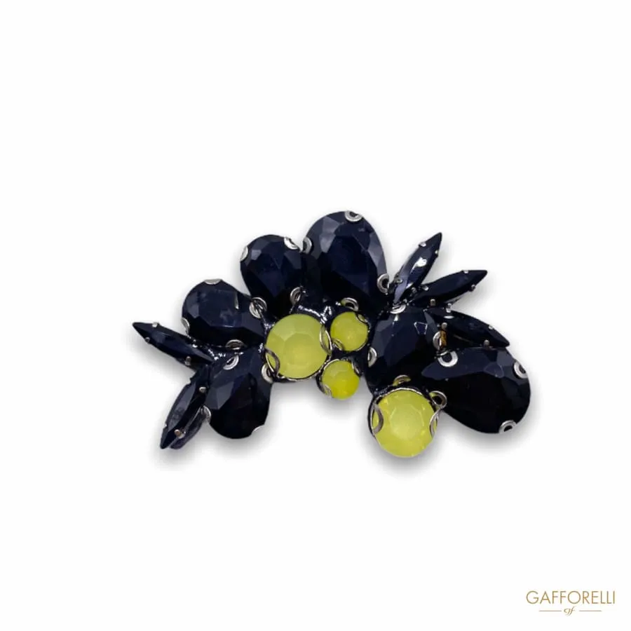 Brooch with Yellow and Black Stones of Different Shape H225 - Gafforelli Srl