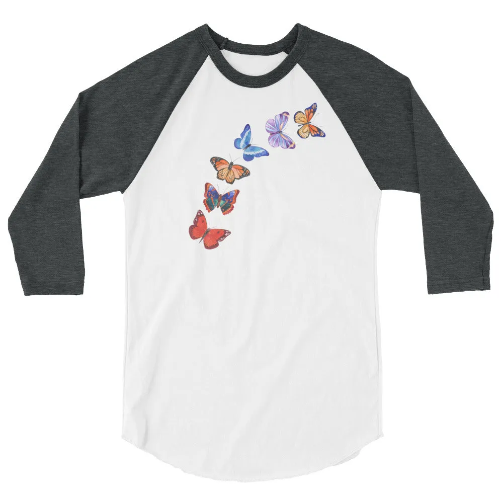 Butterflies in Flight 3/4 Sleeve Baseball Raglan Shirt