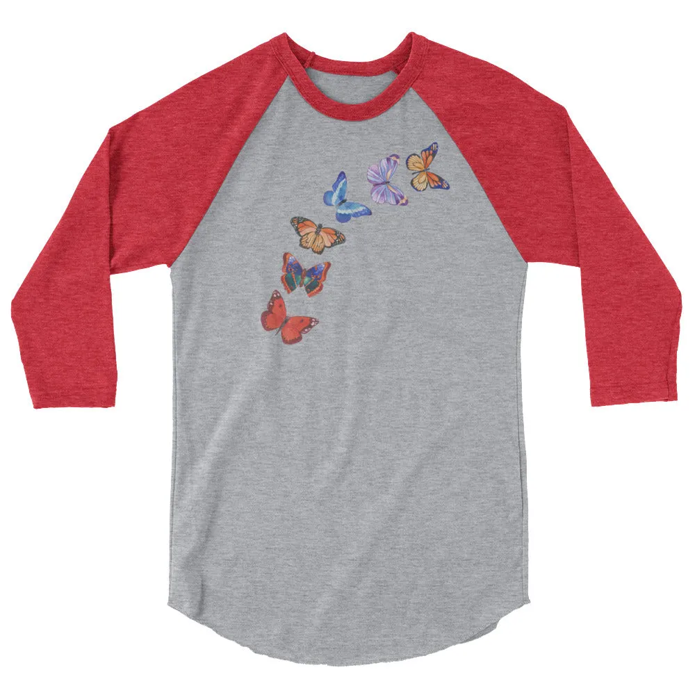 Butterflies in Flight 3/4 Sleeve Baseball Raglan Shirt