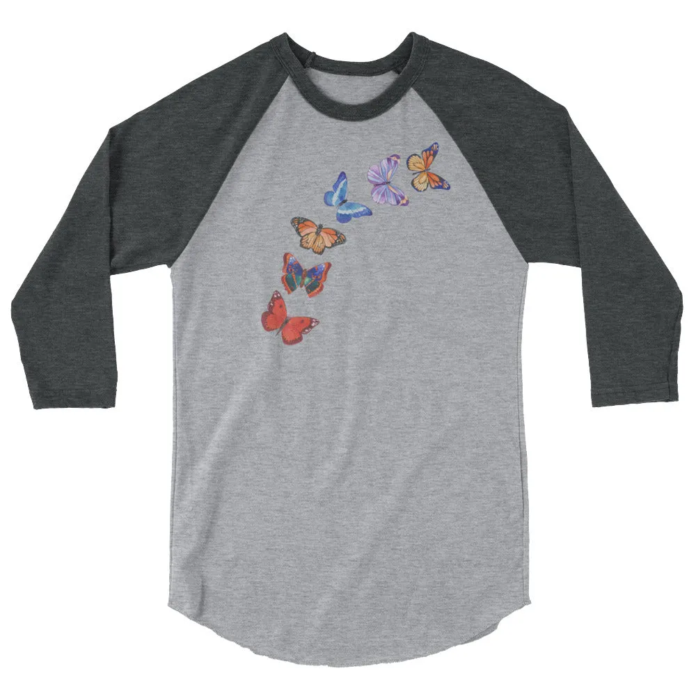 Butterflies in Flight 3/4 Sleeve Baseball Raglan Shirt