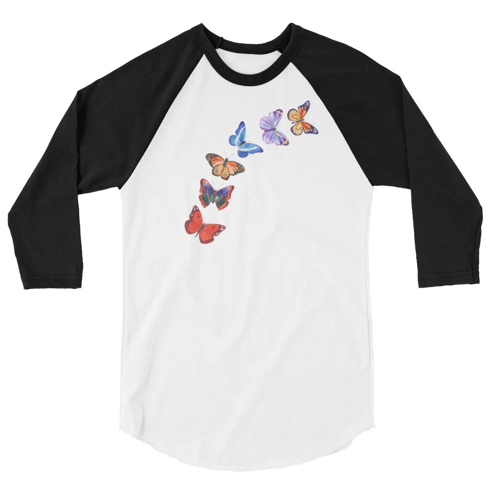 Butterflies in Flight 3/4 Sleeve Baseball Raglan Shirt