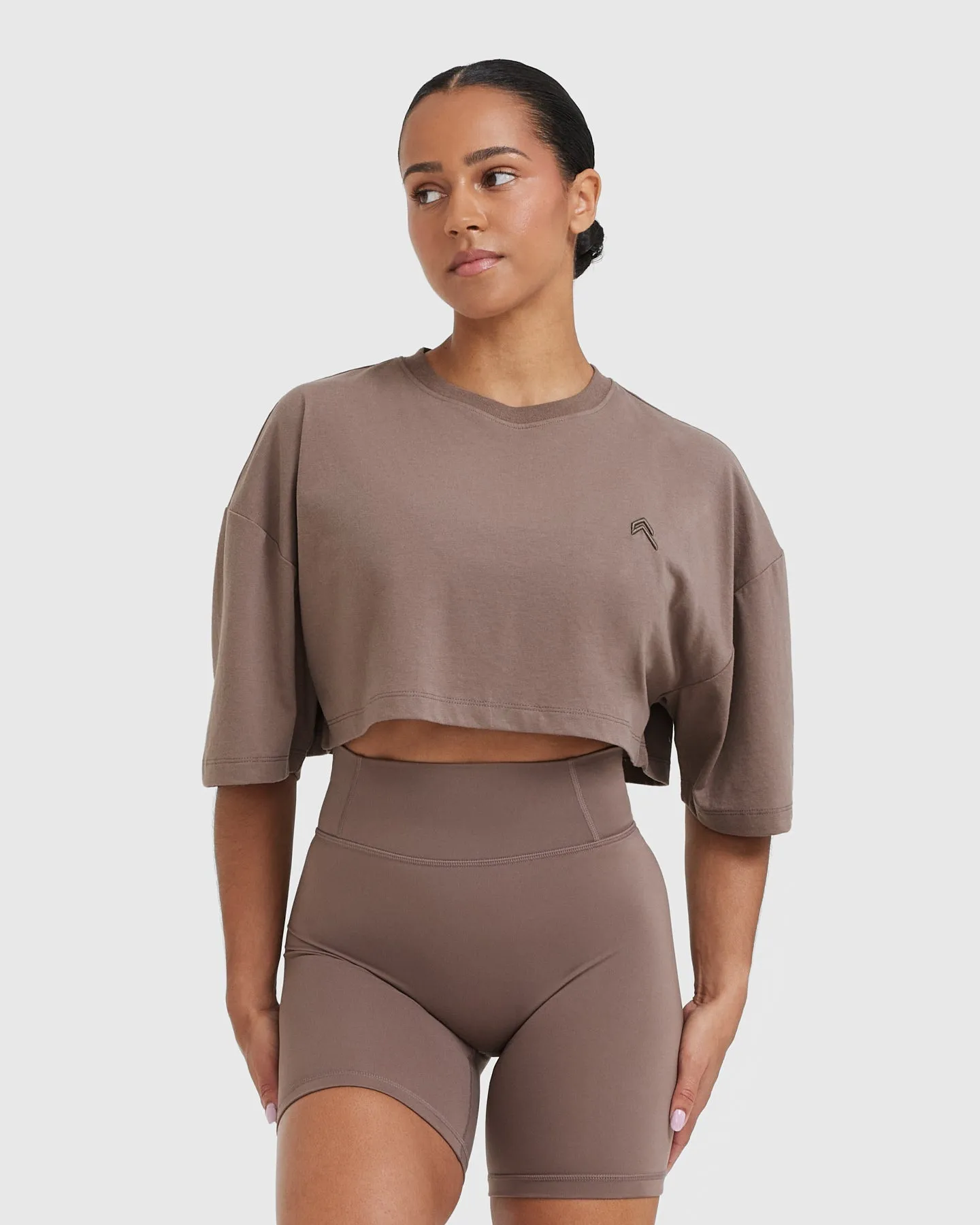 Classic Relaxed Crop Lightweight T-Shirt | Cool Brown