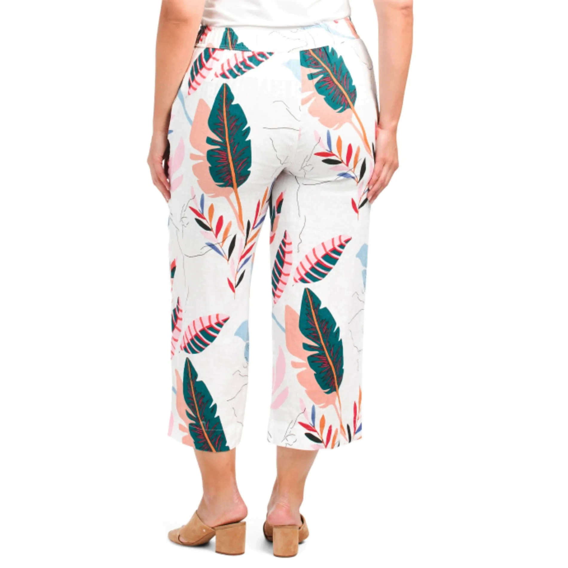 Cynthia Rowley Plus Linen Tropical Floral Print Button Front Tunic Top and Pants Collection