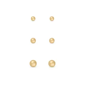 Ear Sense Earring FC291 Gold Ball Stud Trio