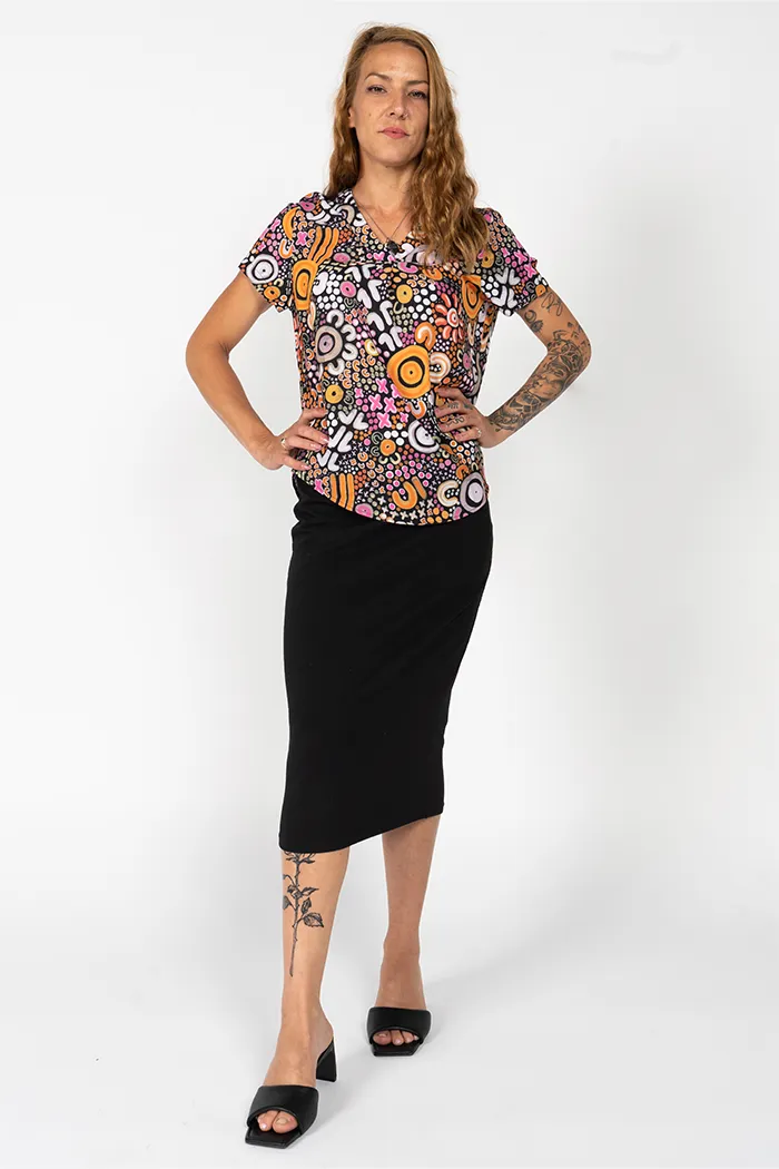 Eastern Maar V Neck Women's Short Sleeve Blouse