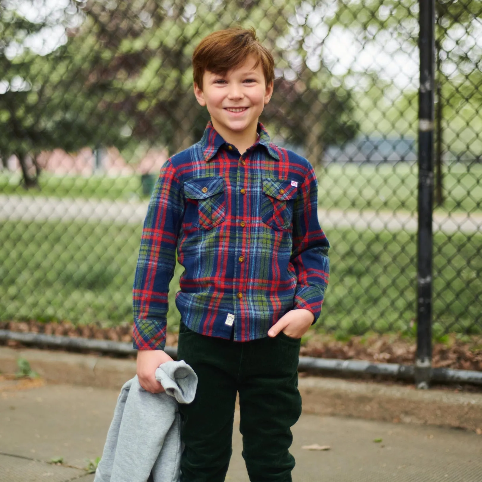 Flannel Shirt | Navy/Cranberry Plaid