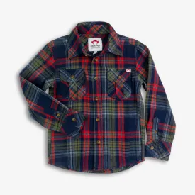 Flannel Shirt | Navy/Cranberry Plaid