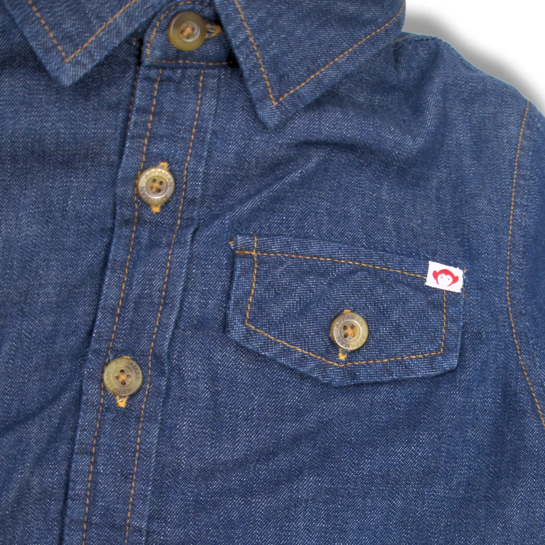 Glen Hooded Shirt | Denim Blue