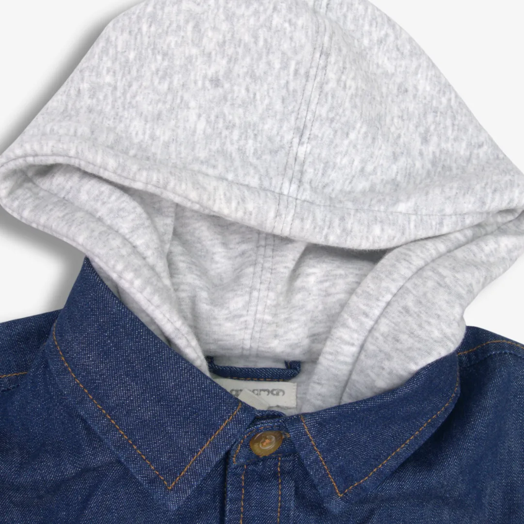 Glen Hooded Shirt | Denim Blue