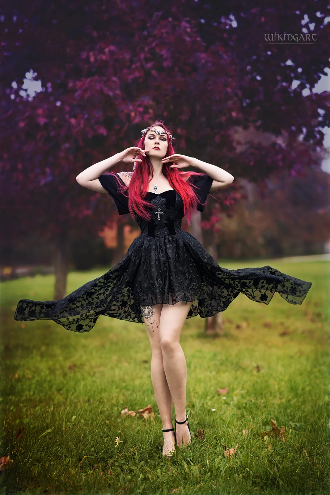 Gothique elegant dead souls cross dress with side long designs DW063