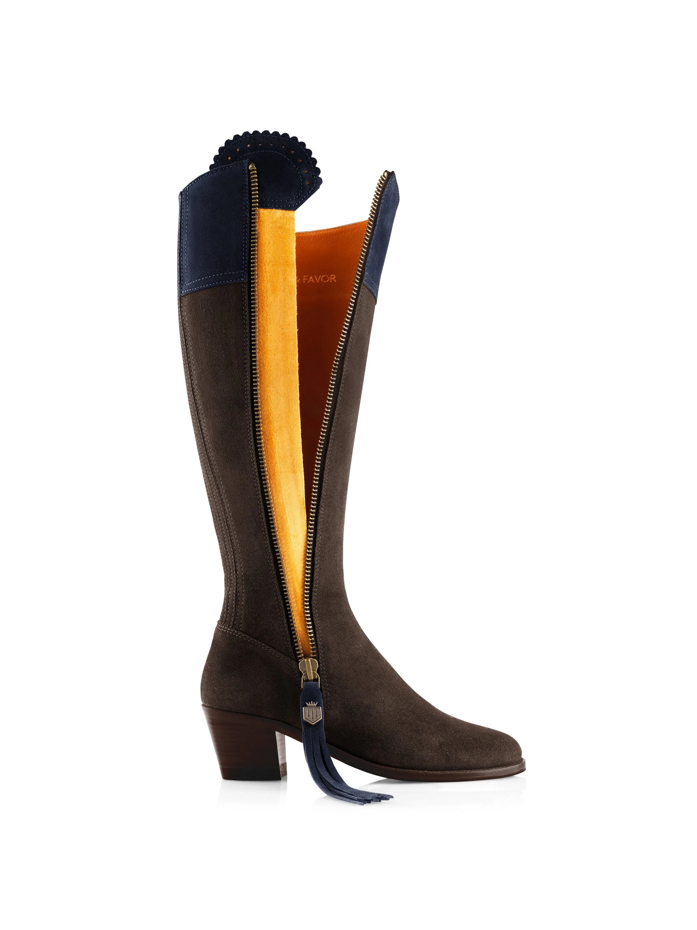 Heeled Regina (Regular Fit) - Chocolate & Navy Suede