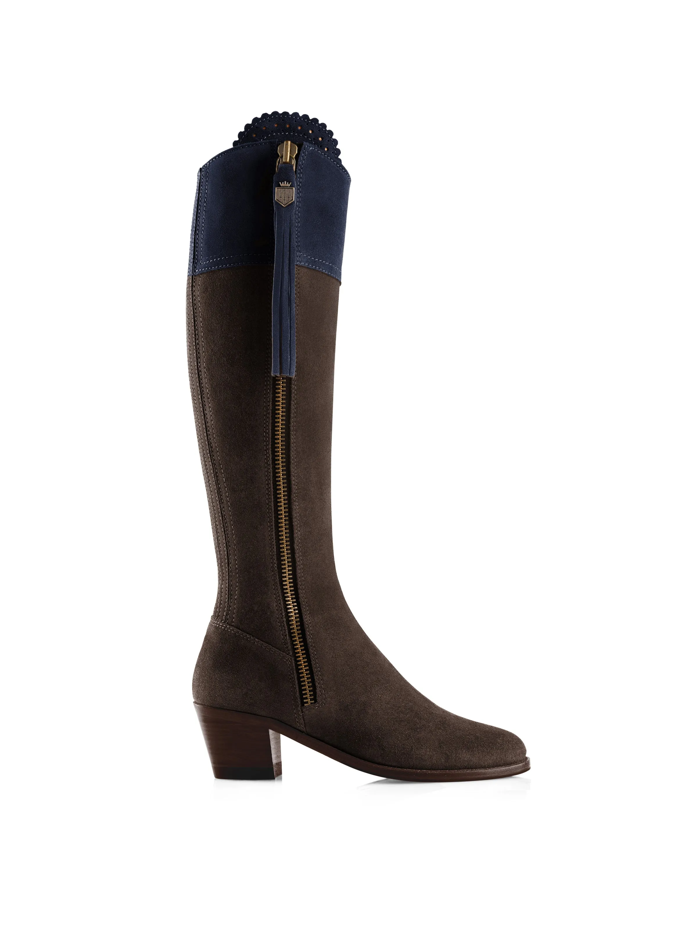 Heeled Regina (Regular Fit) - Chocolate & Navy Suede