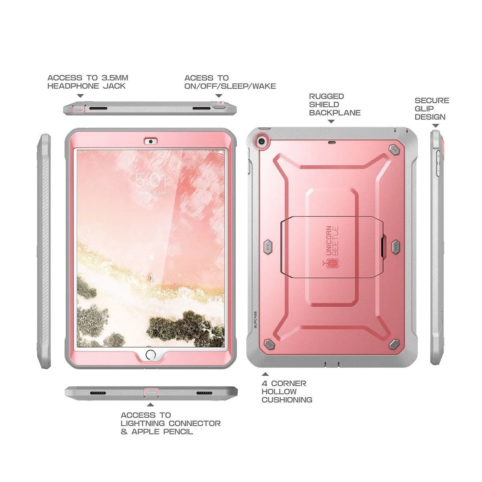 iPad 9.7 inch Unicorn Beetle Pro Full-Body Case-Rose Gold