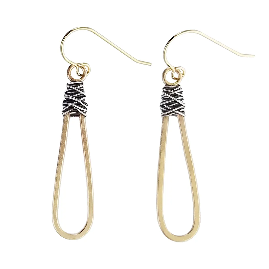 J & I Hammered Tear Drop Wire Wrap Earrings