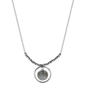 J & I Iridescent Labradorite Coin Necklace