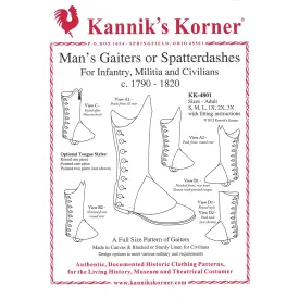 Kannik's Korner Man's Gaiters or Spatterdashes For Infantry, Militia & Civilians