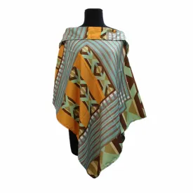 Lightweight Geometric Print Poncho-Green