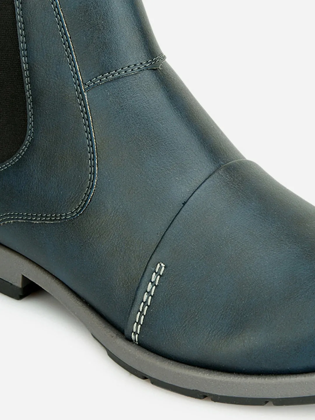 Men's Blue Round Toe Slip on Ankle Boot (IX1039)