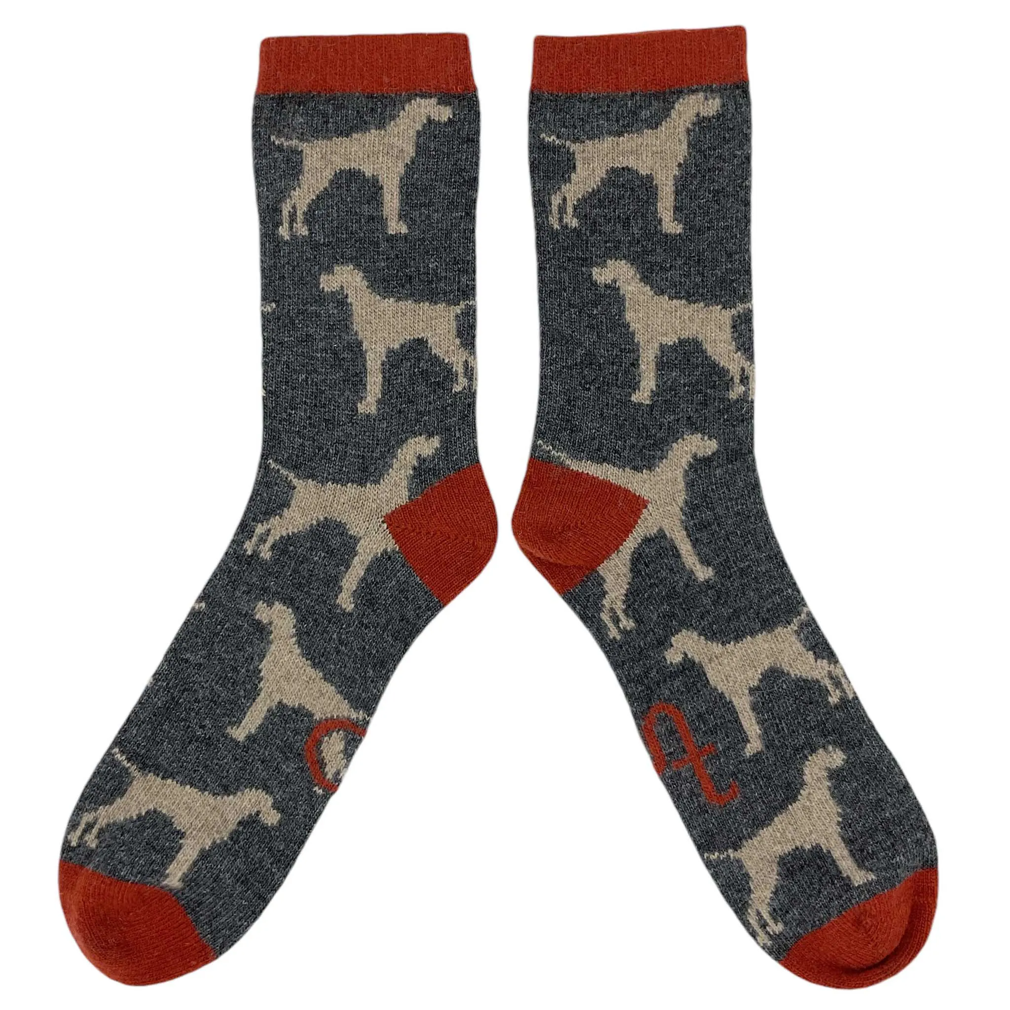 Men's Grey Dog Lambswool Ankle Socks