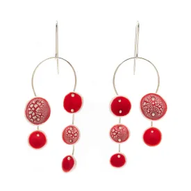 Mobile Earrings in Red and Crackle