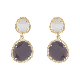 Monochrome Glass Double Drop Earrings