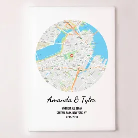 Personalized Round Map - Wall Art for Couples