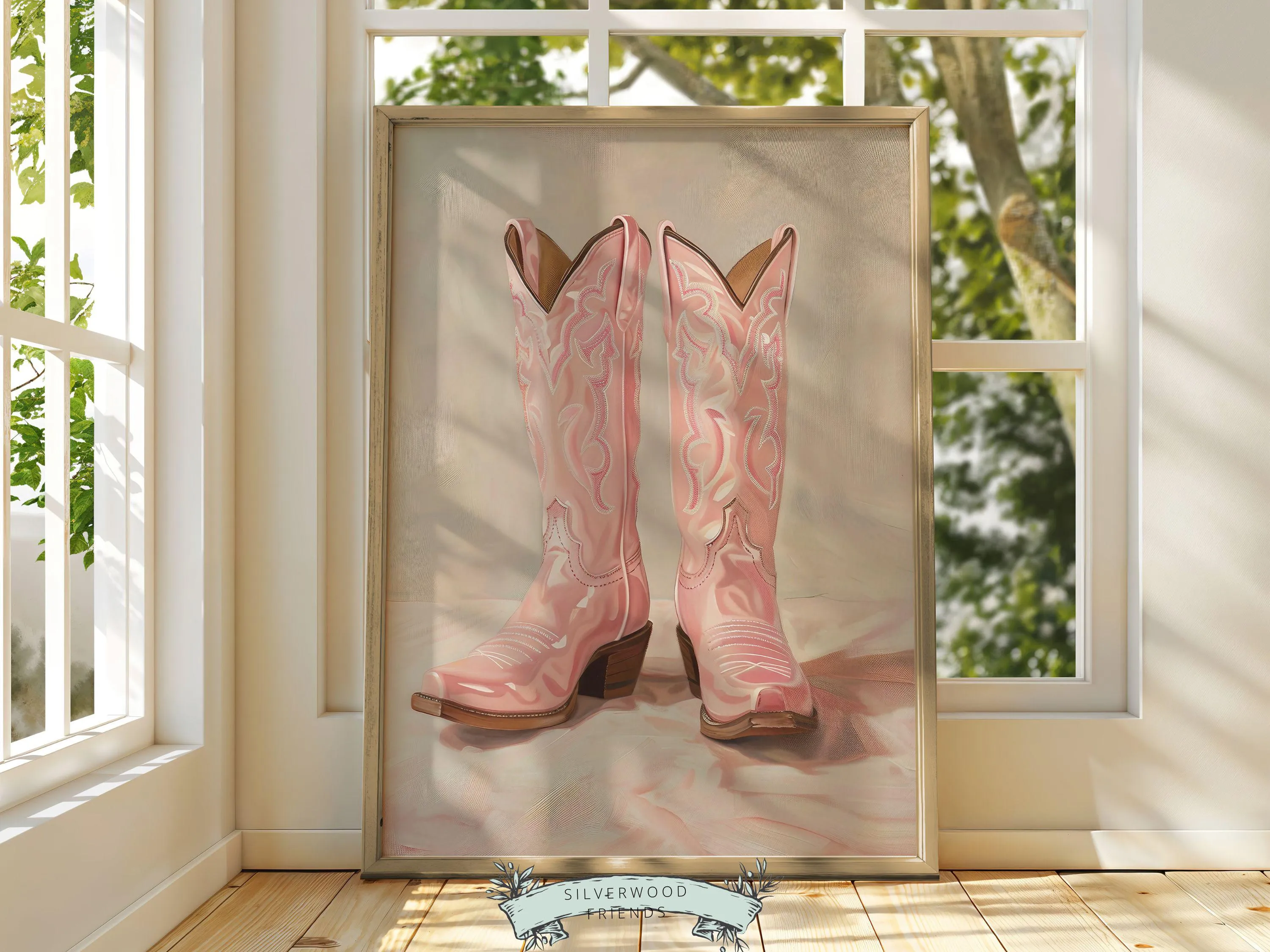 Pink Cowgirl Boots Print - 001