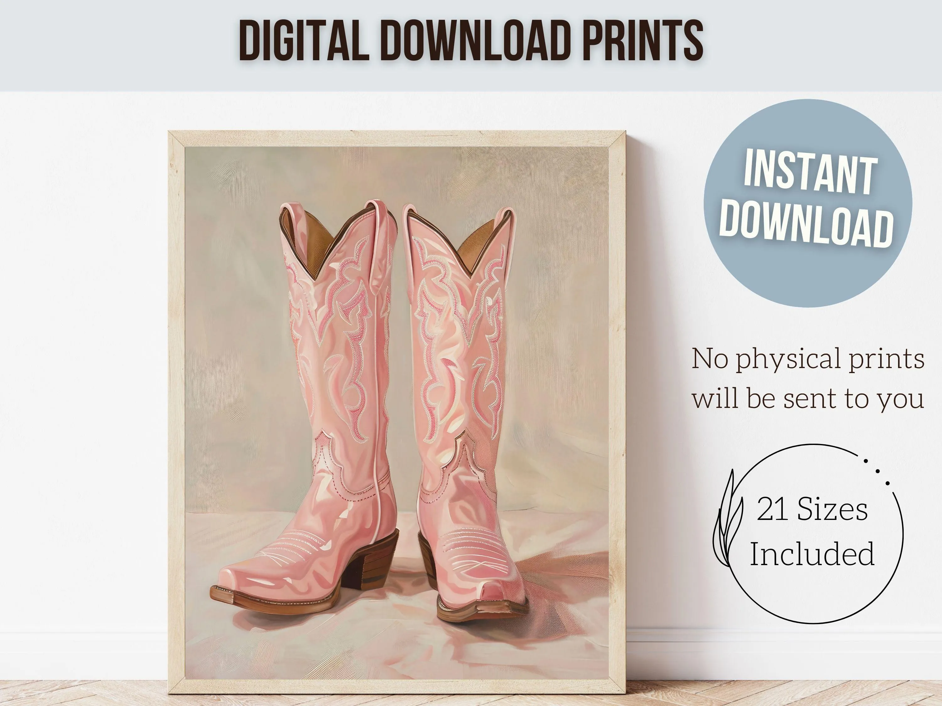 Pink Cowgirl Boots Print - 001