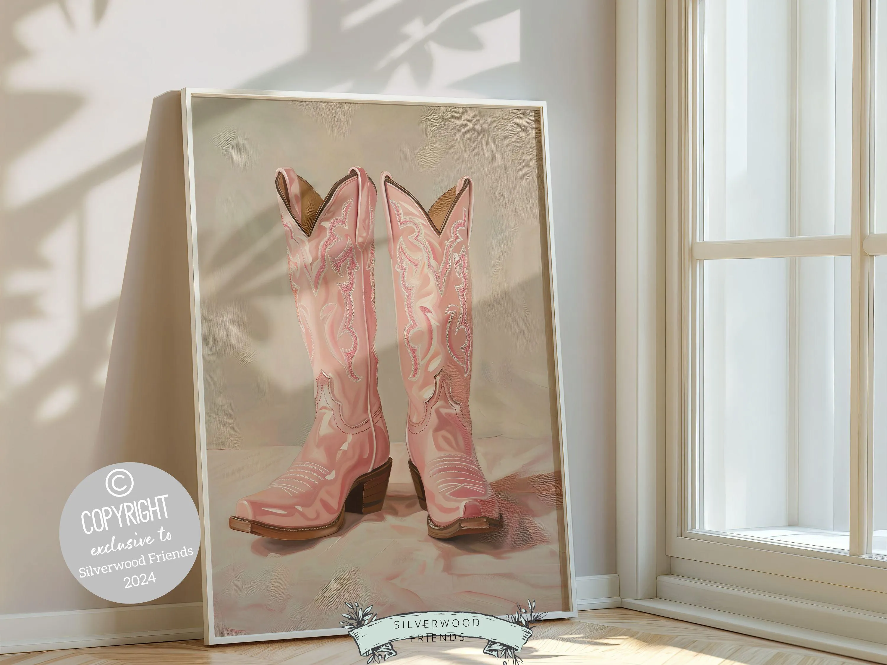 Pink Cowgirl Boots Print - 001