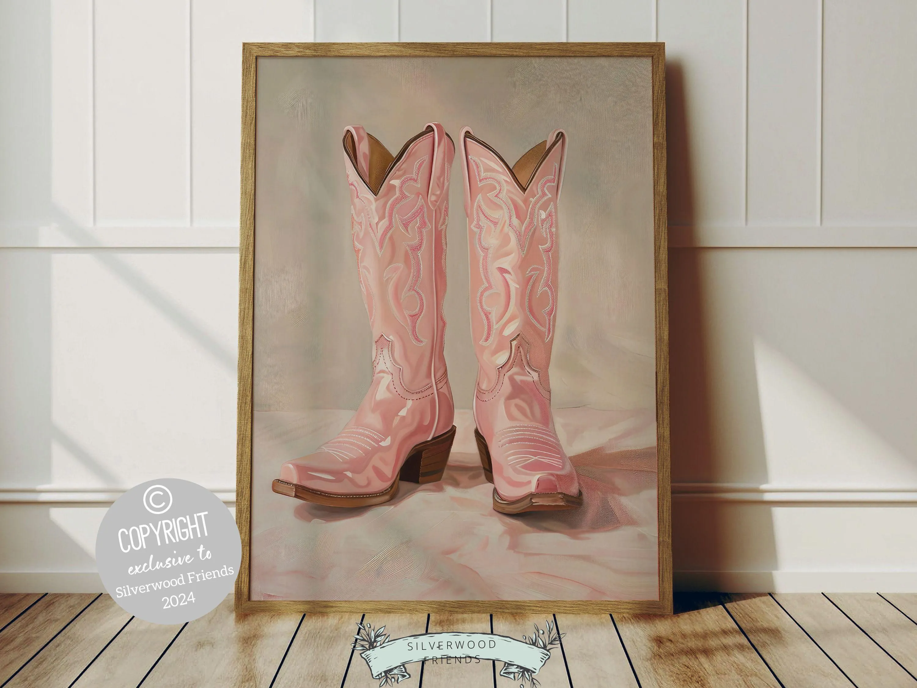 Pink Cowgirl Boots Print - 001