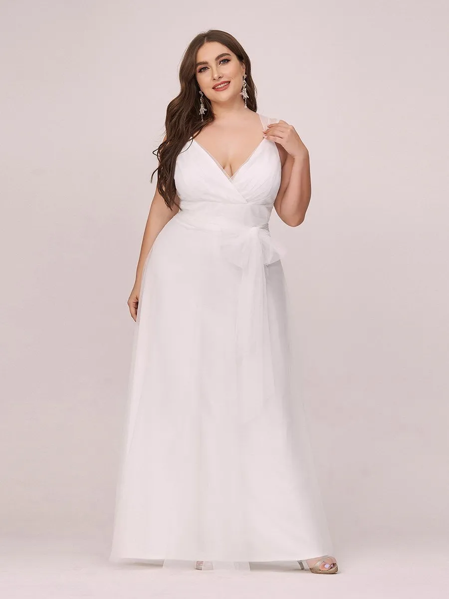 Plus Size Adorable Wholesale Tulle Wedding Dress With Bow Belt