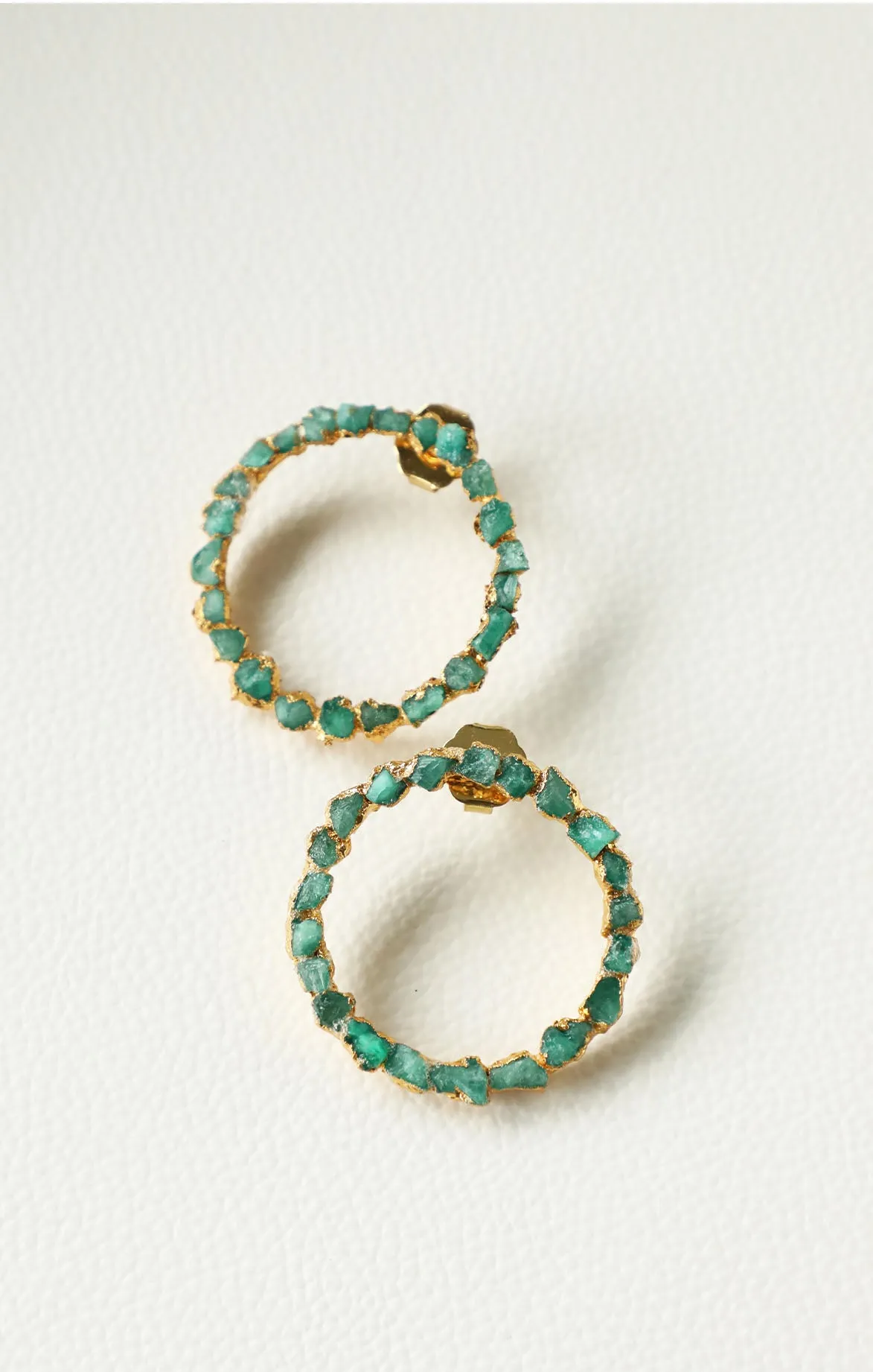 Raw Colombian Emerald Hoops