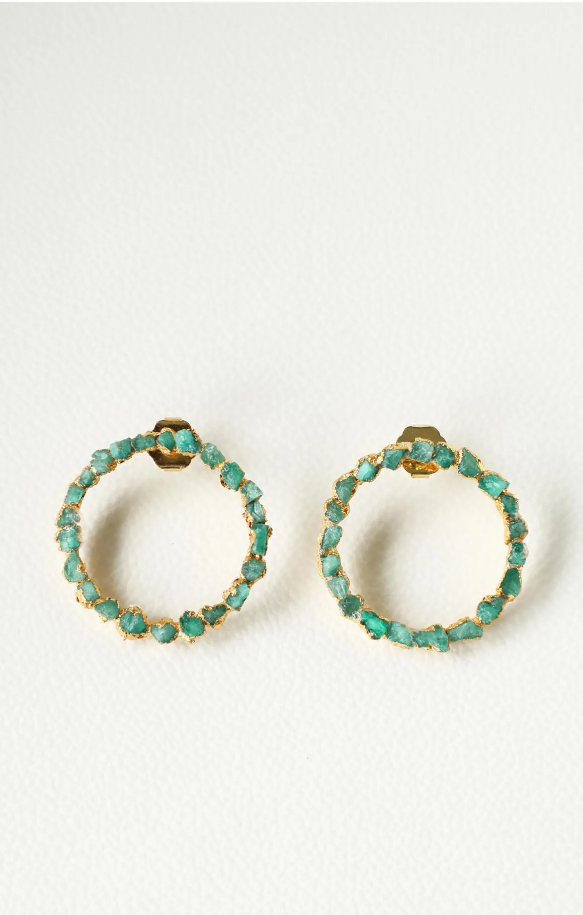 Raw Colombian Emerald Hoops