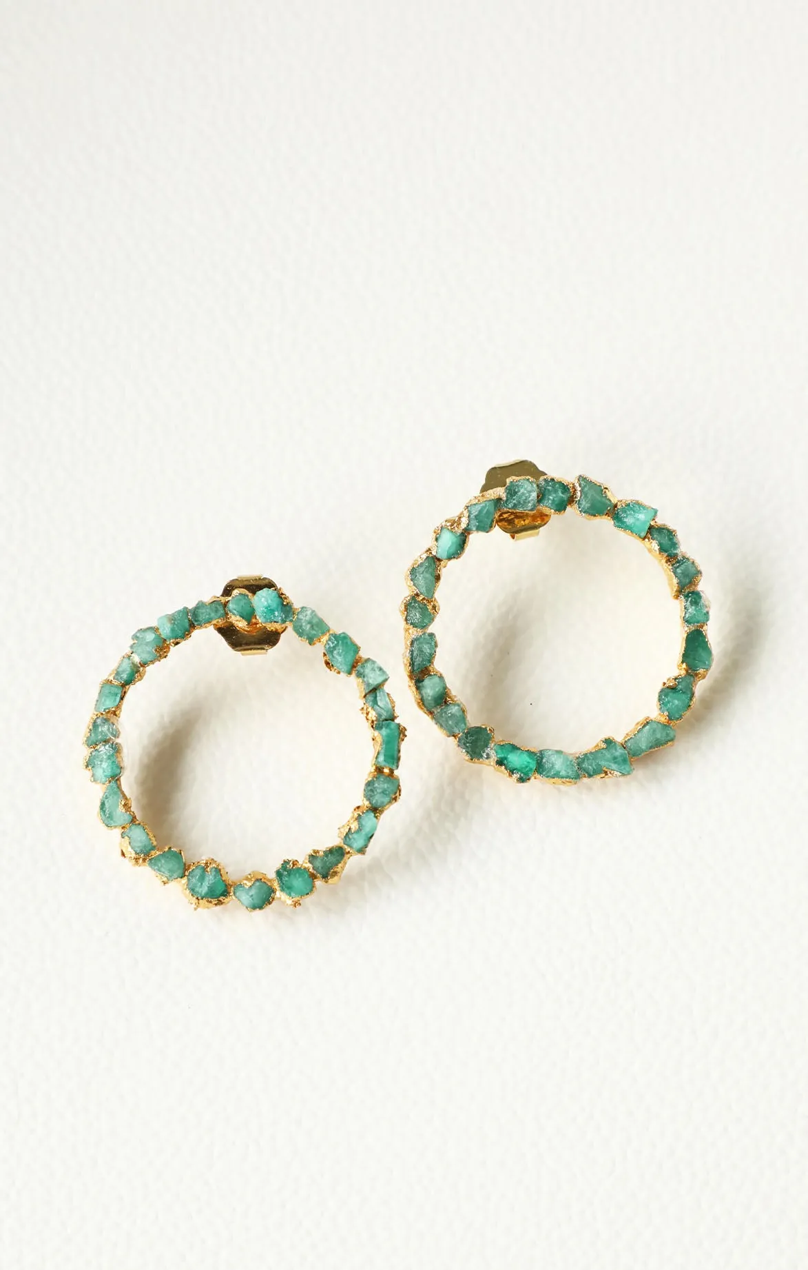 Raw Colombian Emerald Hoops