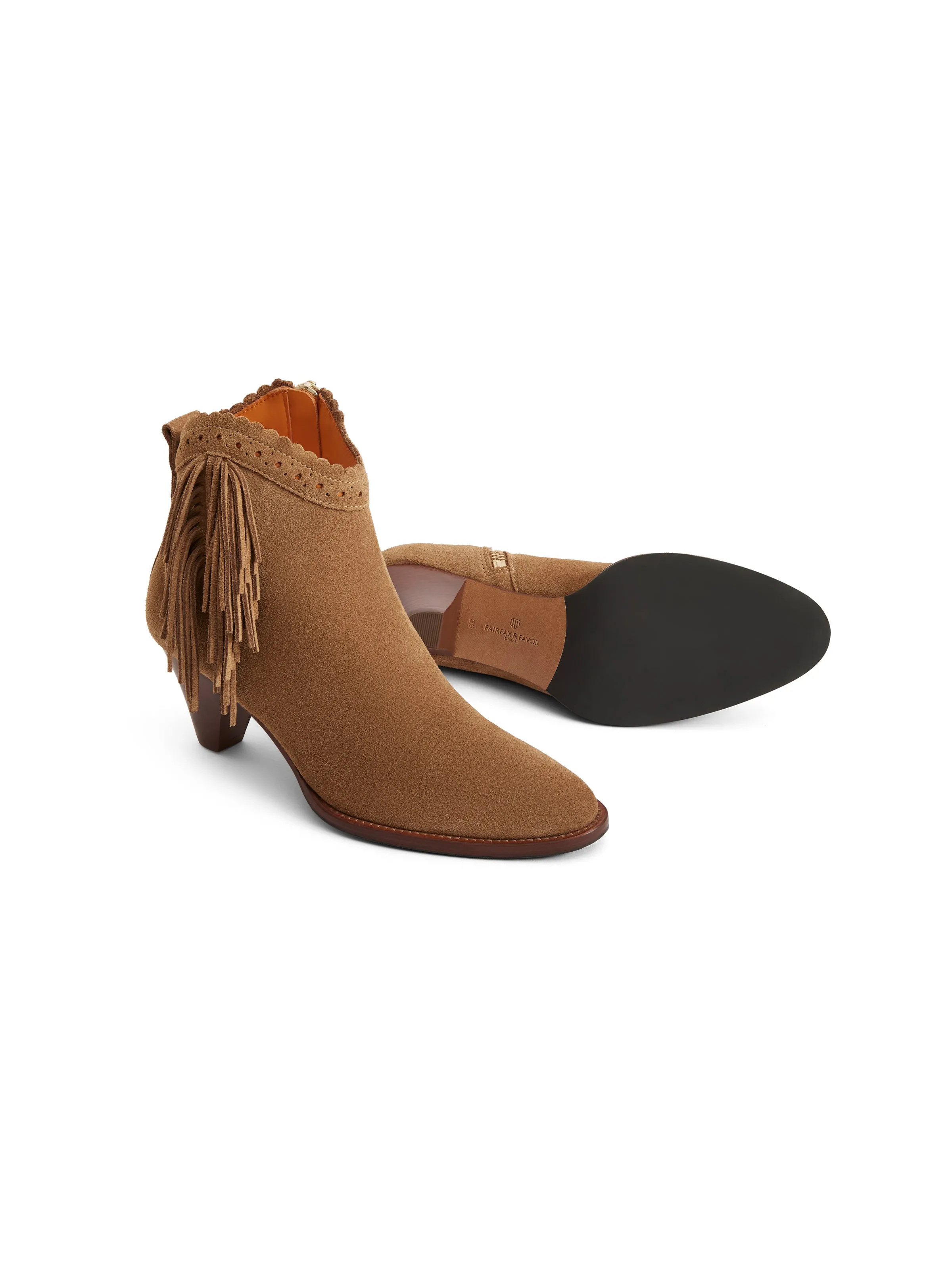 Regina Fringed Ankle Boot - Tan Suede